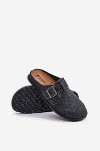 Comfortable men's slippers with Inblu buckle graphite