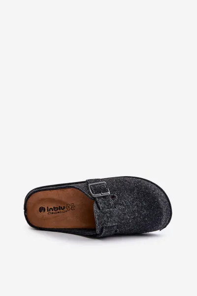 Comfortable men's slippers with Inblu buckle graphite