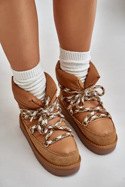 Suede women's snow boots with chunky lacing D.Franklin Brown