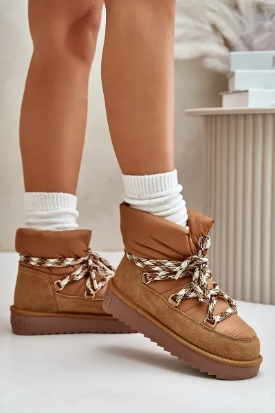 Suede women's snow boots with chunky lacing D.Franklin Brown