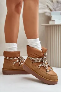 Suede women's snow boots with chunky lacing D.Franklin Brown