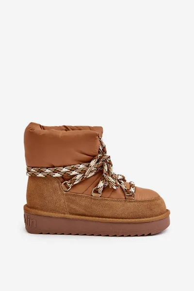 Suede women's snow boots with chunky lacing D.Franklin Brown