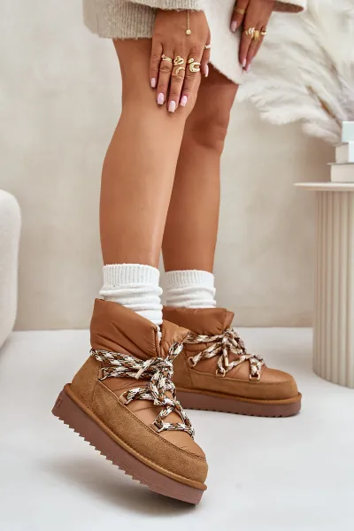 Suede women's snow boots with chunky lacing D.Franklin Brown