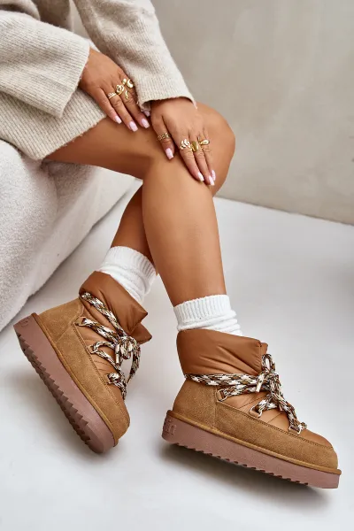 Suede women's snow boots with chunky lacing D.Franklin Brown