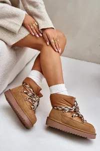 Suede women's snow boots with chunky lacing D.Franklin Brown