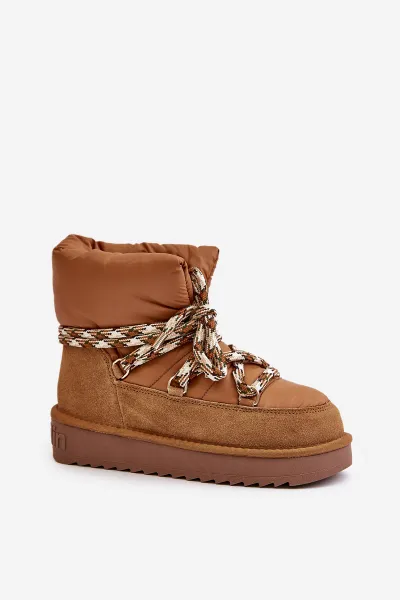Suede women's snow boots with chunky lacing D.Franklin Brown