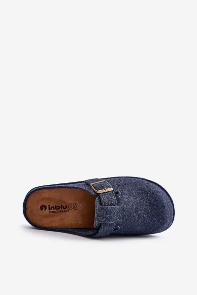 Comfortable men's slippers with Inblu buckle blue