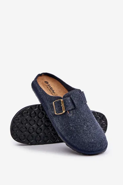 Comfortable men's slippers with Inblu buckle blue