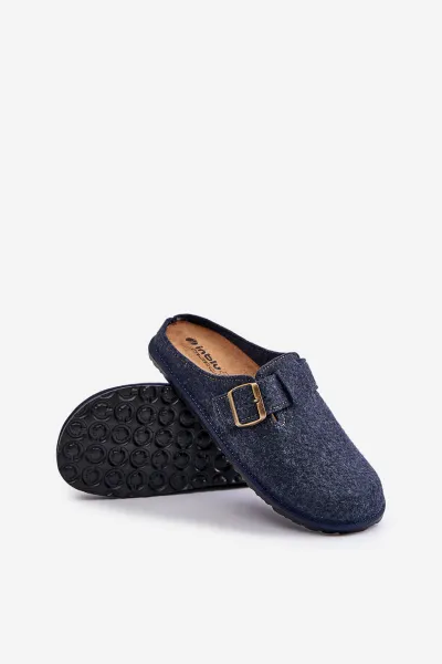 Comfortable men's slippers with Inblu buckle blue