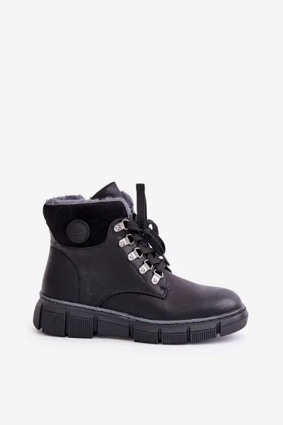 Women's insulated ankle boots with zip trapperky black Mevanisa