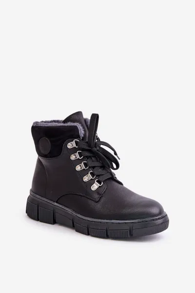 Women's insulated ankle boots with zip trapperky black Mevanisa