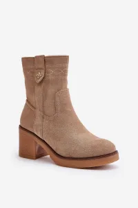 Insulated women's ankle boots on heel beige Vailia