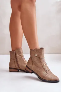 Insulated women's ankle boots on a flat heel gold labise