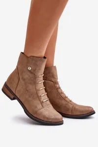 Insulated women's ankle boots on a flat heel gold labise
