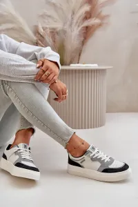 Women's low sneakers made of eco leather Big Star white-gray