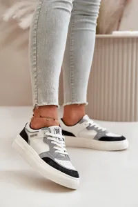 Women's low sneakers made of eco leather Big Star white-gray