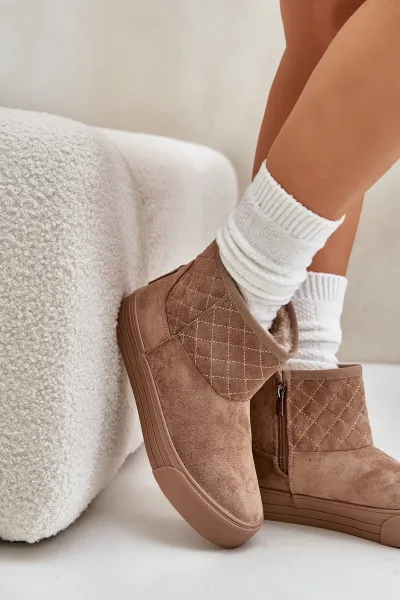 Ankle snow boots with zip insulated with fur Big Star beige