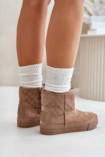 Ankle snow boots with zip insulated with fur Big Star beige