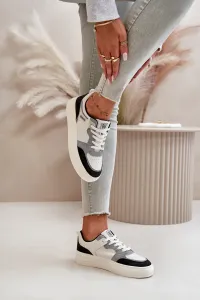 Women's low sneakers made of eco leather Big Star white-gray