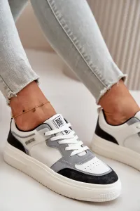 Women's low sneakers made of eco leather Big Star white-gray