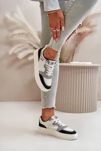 Women's low sneakers made of eco leather Big Star white-gray