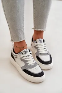 Women's low sneakers made of eco leather Big Star white-gray