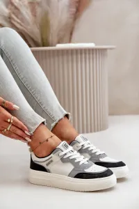 Women's low sneakers made of eco leather Big Star white-gray