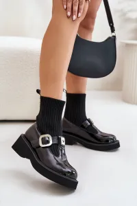 Patent Leather Ankle Boots With Sock And Buckle Slip-On Black