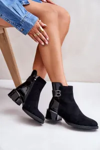 Elegant ankle boots with heels insulated black