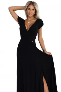 411-12 CRYSTAL Shiny Long Dress Neckline - BLACK