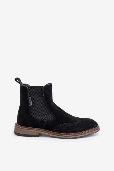 Suede Men's Ankle Boots Chelsea Big Star Black