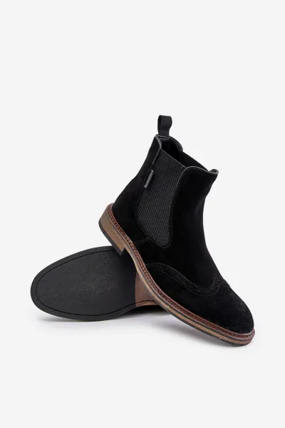 Suede Men's Ankle Boots Chelsea Big Star Black