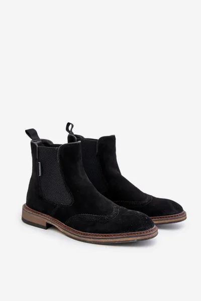 Suede Men's Ankle Boots Chelsea Big Star Black