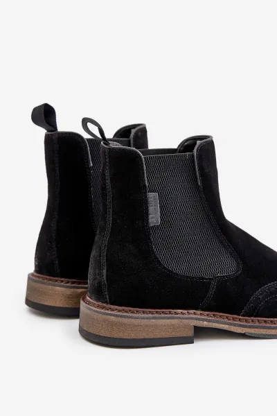 Suede Men's Ankle Boots Chelsea Big Star Black