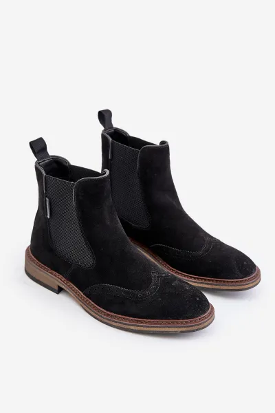 Suede Men's Ankle Boots Chelsea Big Star Black