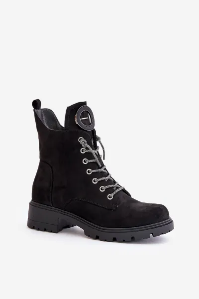 Insulated shoes with decorative lacing Vinceza Black