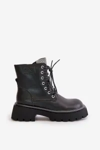 Women's Insulated Leather Ankle Boots Workery with GOE Crystals Black
