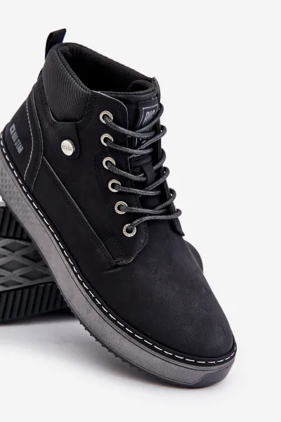 Lace-up men's ankle boots Big Star Hi-Poly System black