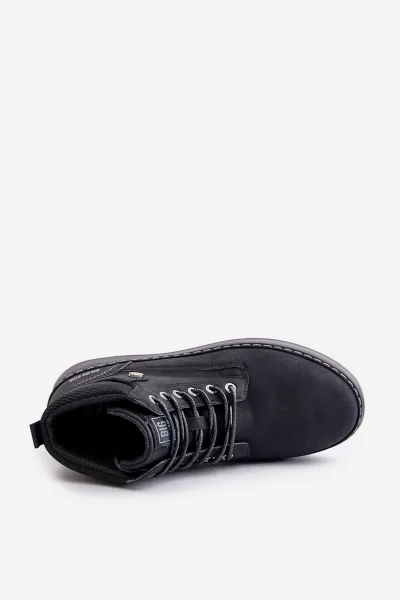 Lace-up men's ankle boots Big Star Hi-Poly System black
