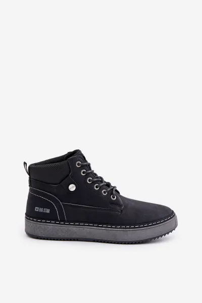 Lace-up men's ankle boots Big Star Hi-Poly System black