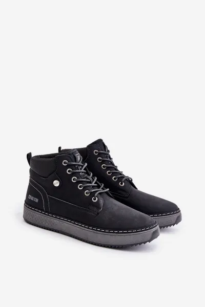 Lace-up men's ankle boots Big Star Hi-Poly System black