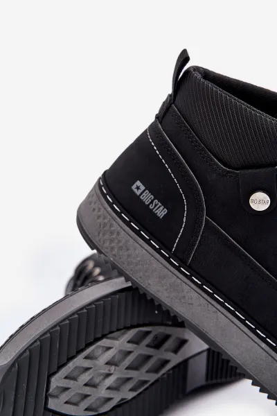 Lace-up men's ankle boots Big Star Hi-Poly System black