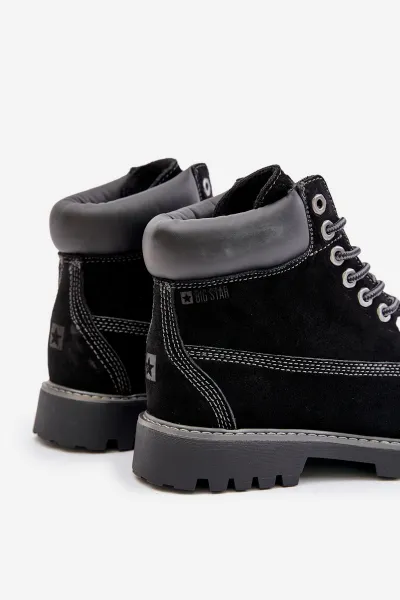 Suede insulated men's trappers Big Star HI-POLY SYSTEM black