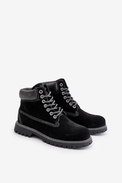 Suede insulated men's trappers Big Star HI-POLY SYSTEM black