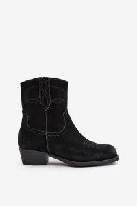 Suede ankle boots cowgirls women's low-heeled insulated sergio leone black