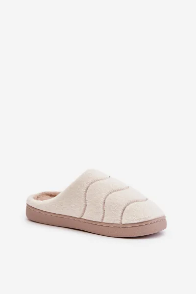 Futrzane Warm women's slippers beige Vamirae