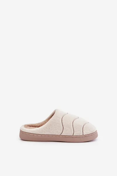 Futrzane Warm women's slippers beige Vamirae