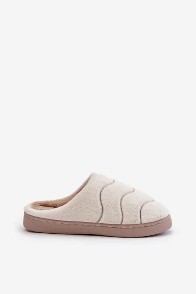 Futrzane Warm women's slippers beige Vamirae