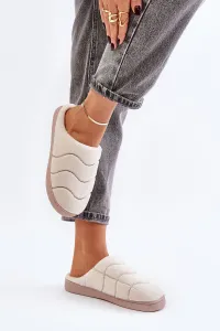 Futrzane Warm women's slippers beige Vamirae