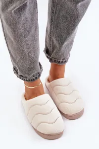 Futrzane Warm women's slippers beige Vamirae